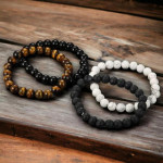 Set Of 4 Beaded Elasticated Bracelet